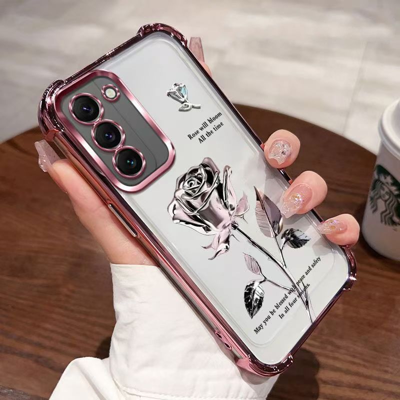 Cover for Samsung Galaxy S22 Transparent Electroplated Fashion Anti Drop Soft Phone Case