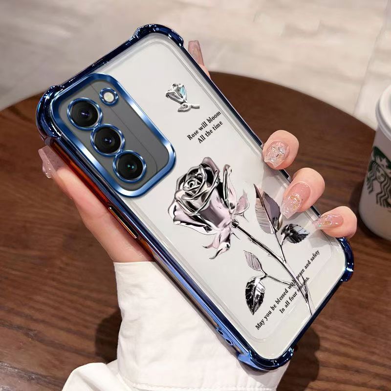 Cover for Samsung Galaxy S22 Transparent Electroplated Fashion Anti Drop Soft Phone Case