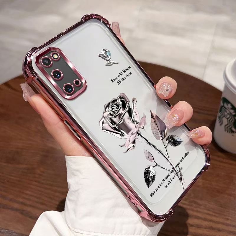 Cover for Samsung Galaxy S20 Transparent Electroplated Fashion Anti Drop Soft Phone Case
