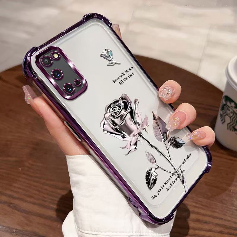 Cover for Samsung Galaxy S20 Transparent Electroplated Fashion Anti Drop Soft Phone Case