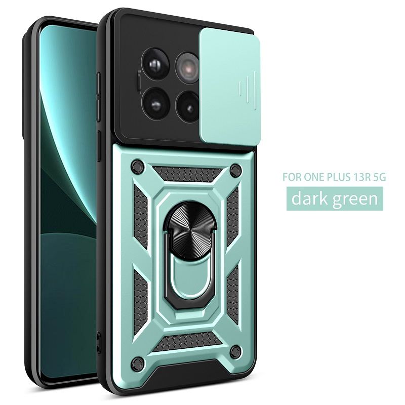 Luxury Slide Camera Lens Case For OnePlus 13R 5G vehicle-mounted Magnetic Kickstand Bumper Cover