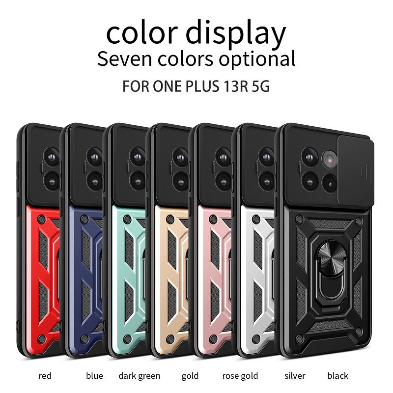 Luxury Slide Camera Lens Case For OnePlus 13R 5G vehicle-mounted Magnetic Kickstand Bumper Cover