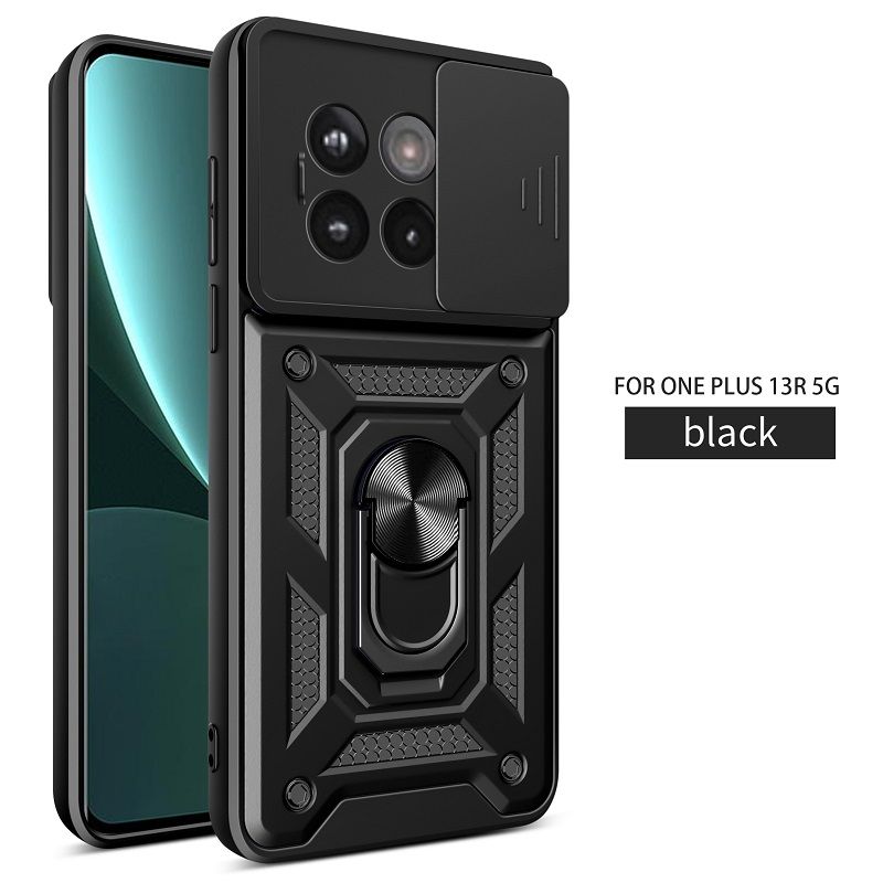 Luxury Slide Camera Lens Case For OnePlus 13R 5G vehicle-mounted Magnetic Kickstand Bumper Cover