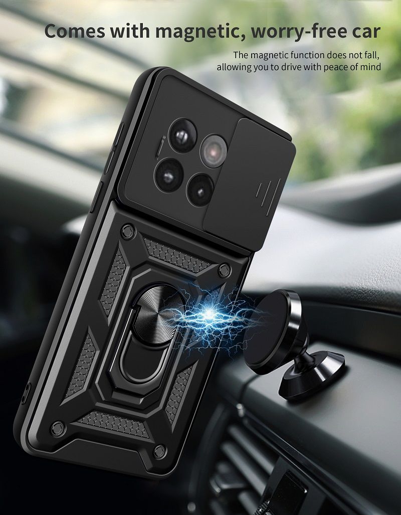 Luxury Slide Camera Lens Case For OnePlus 13R 5G vehicle-mounted Magnetic Kickstand Bumper Cover