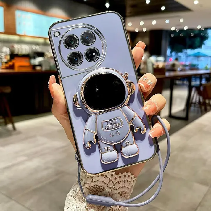Phone Case for OnePlus 12 5G Case Silicone TPU Plating Cover Cute Astronaut Patter