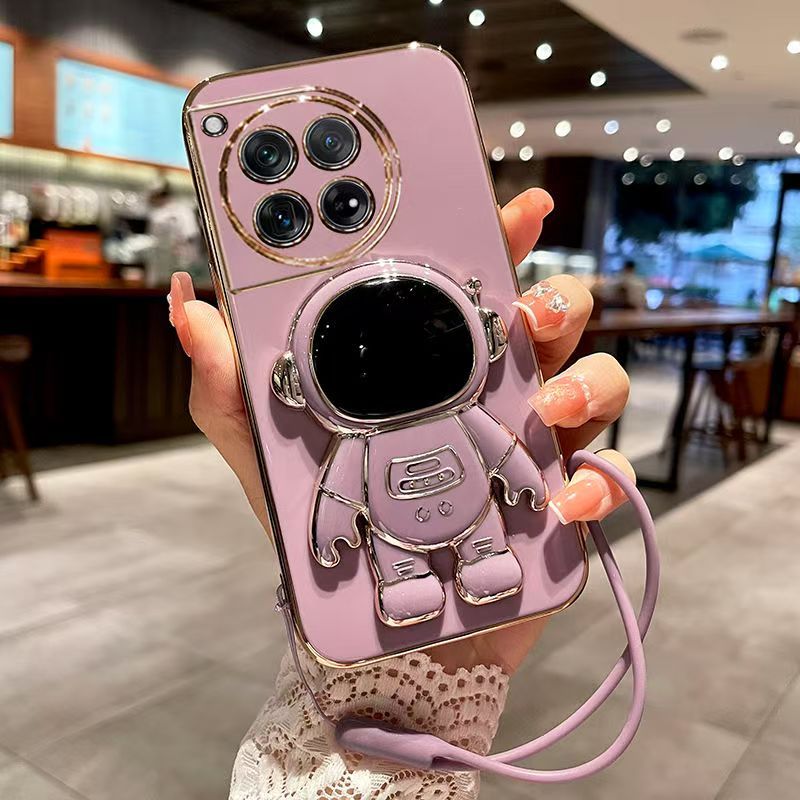 Phone Case for OnePlus 12 5G Case Silicone TPU Plating Cover Cute Astronaut Patter