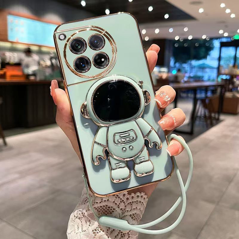 Phone Case for OnePlus 12 5G Case Silicone TPU Plating Cover Cute Astronaut Patter