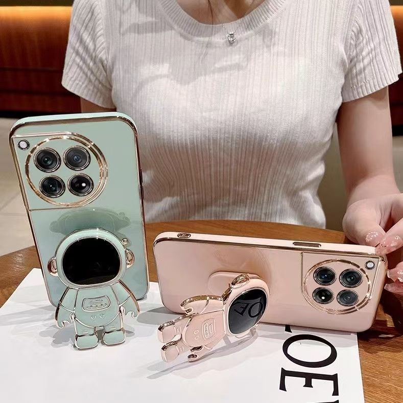 Phone Case for OnePlus 12 5G Case Silicone TPU Plating Cover Cute Astronaut Patter