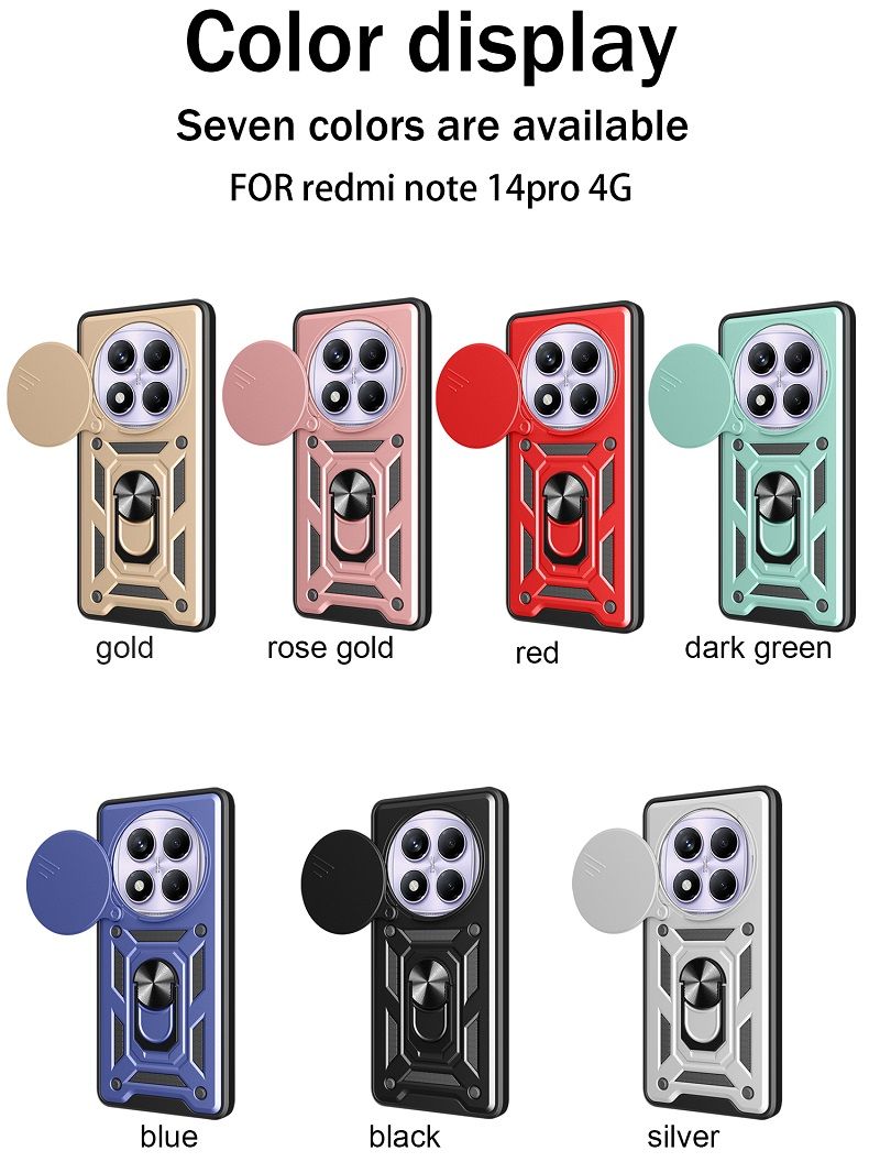 Luxury Flip Over The Camera Lens Cover For Xiaomi Redmi Note 14 Pro 4G vehicle-mounted Magnetic Kickstand Shockproof Bumper Case