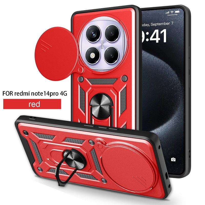 Luxury Flip Over The Camera Lens Cover For Xiaomi Redmi Note 14 Pro 4G vehicle-mounted Magnetic Kickstand Shockproof Bumper Case