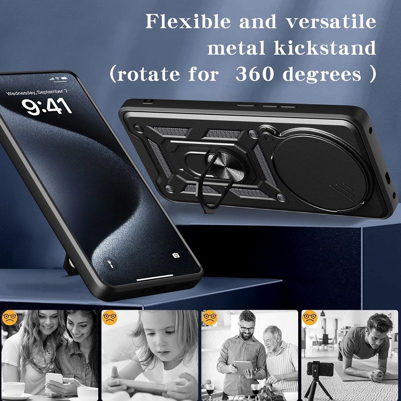 Luxury Flip Over The Camera Lens Cover For Xiaomi Redmi Note 14 Pro 4G vehicle-mounted Magnetic Kickstand Shockproof Bumper Case