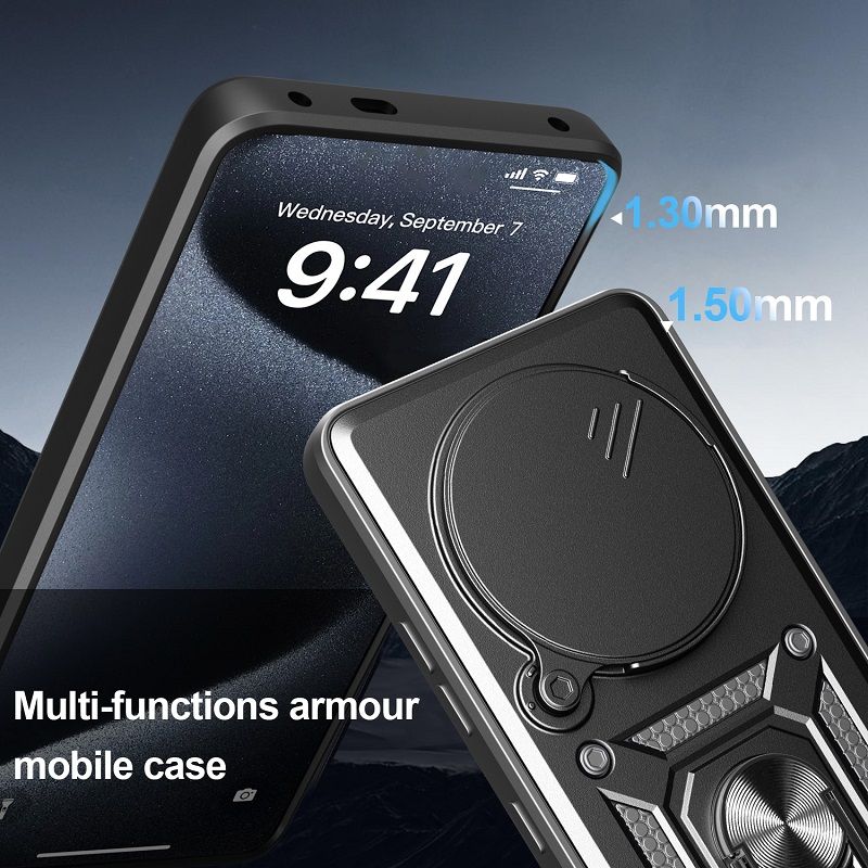 Luxury Flip Over The Camera Lens Cover For Xiaomi Redmi Note 14 Pro 4G vehicle-mounted Magnetic Kickstand Shockproof Bumper Case