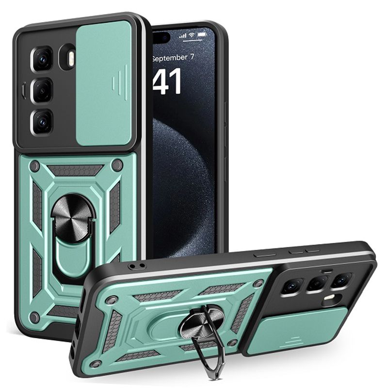 Luxury Slide Camera Lens Case For Infinix Hot 50 Pro+ Plus 4G/ X6880 vehicle-mounted Magnetic Kickstand Bumper Cover