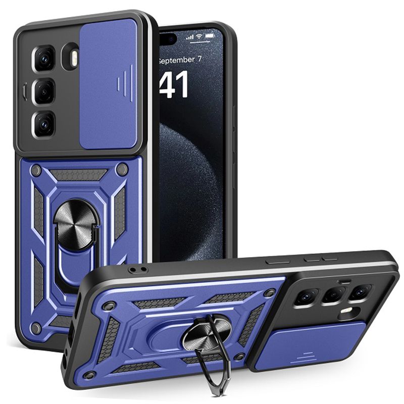 Luxury Slide Camera Lens Case For Infinix Hot 50 Pro+ Plus 4G/ X6880 vehicle-mounted Magnetic Kickstand Bumper Cover