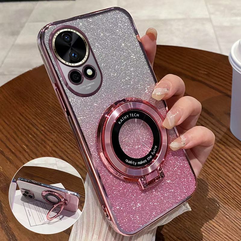 Luxury Transparent Glitter Powder Protective Cover For Huawei Nova 13 Magnetic Support Phone Case