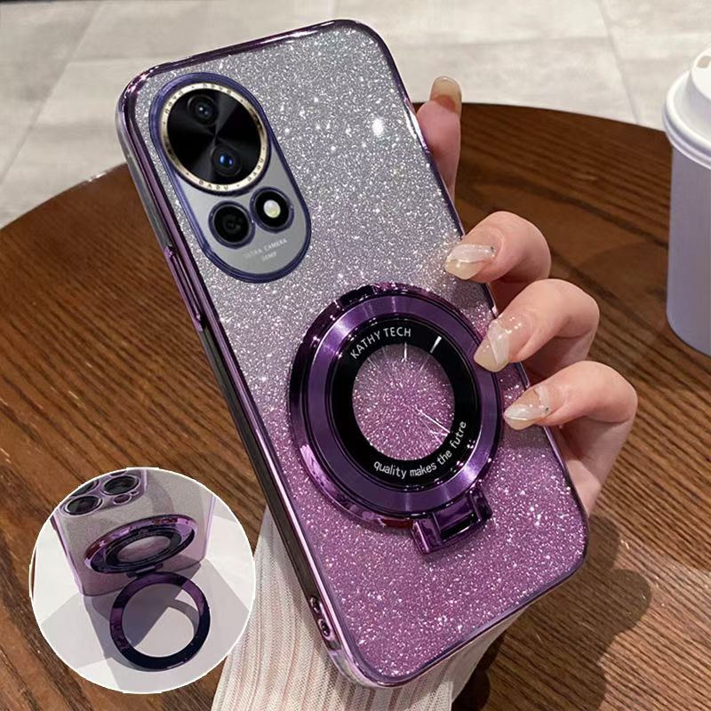 Luxury Transparent Glitter Powder Protective Cover For Huawei Nova 13 Magnetic Support Phone Case