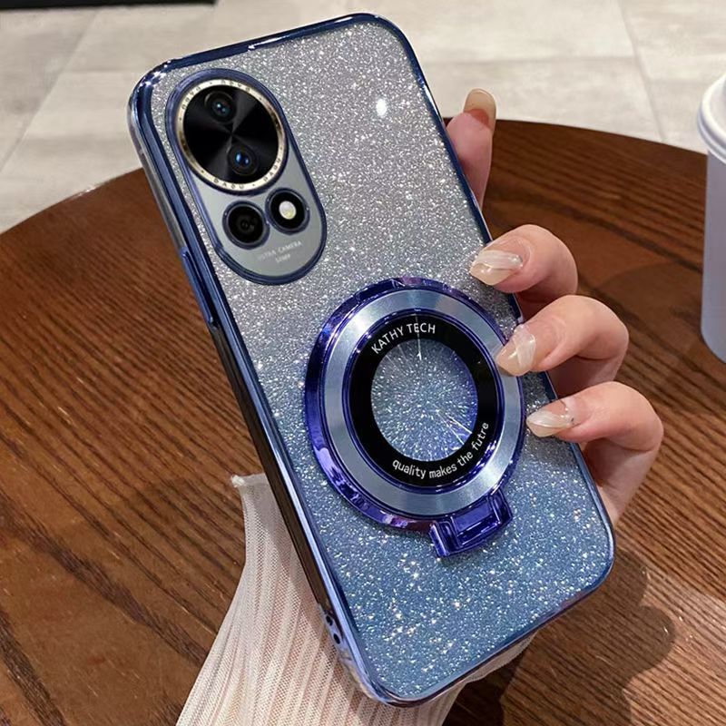 Luxury Transparent Glitter Powder Protective Cover For Huawei Nova 13 Magnetic Support Phone Case