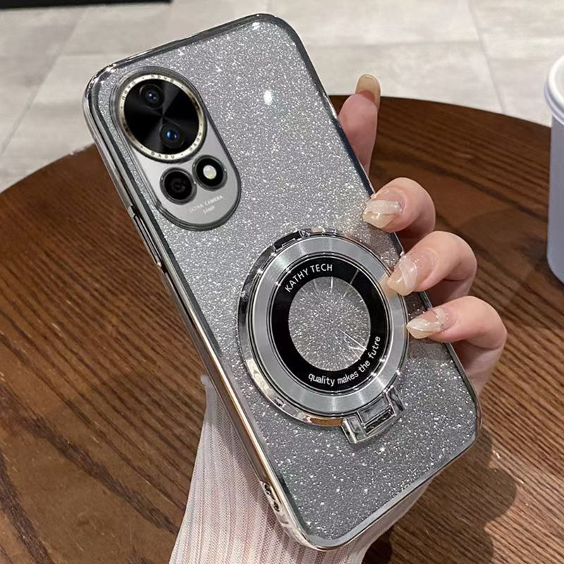 Luxury Transparent Glitter Powder Protective Cover For Huawei Nova 13 Magnetic Support Phone Case
