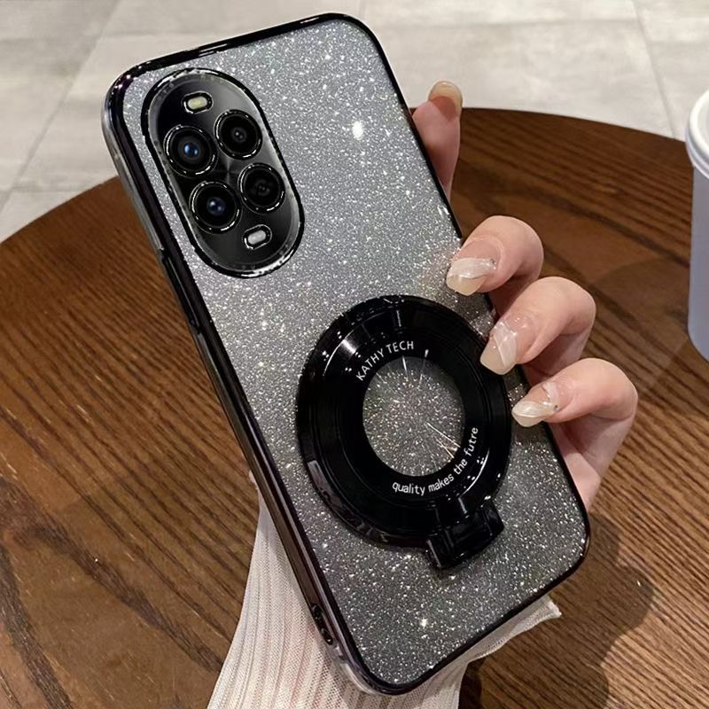 Luxury Transparent Glitter Powder Protective Cover For Huawei Nova 13 Pro Magnetic Support Phone Case