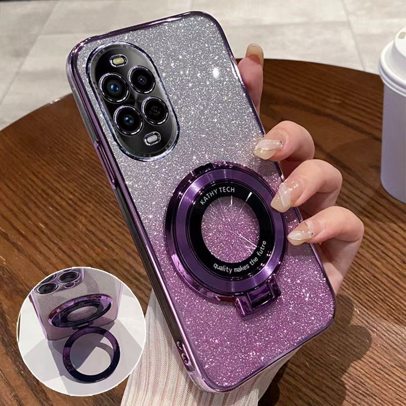 Luxury Transparent Glitter Powder Protective Cover For Huawei Nova 13 Pro Magnetic Support Phone Case