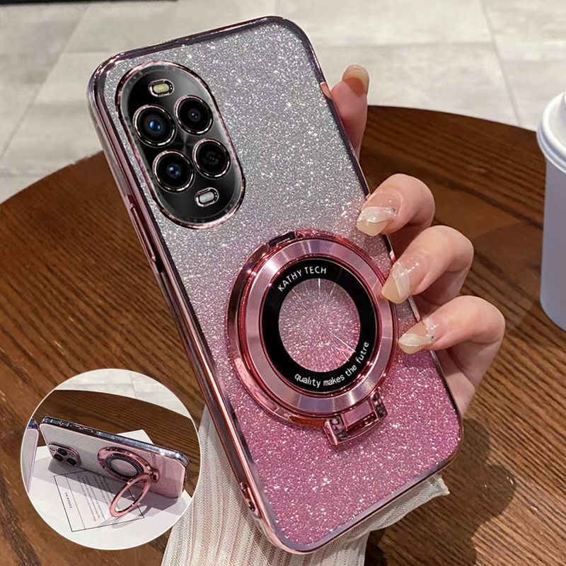 Luxury Transparent Glitter Powder Protective Cover For Huawei Nova 13 Pro Magnetic Support Phone Case