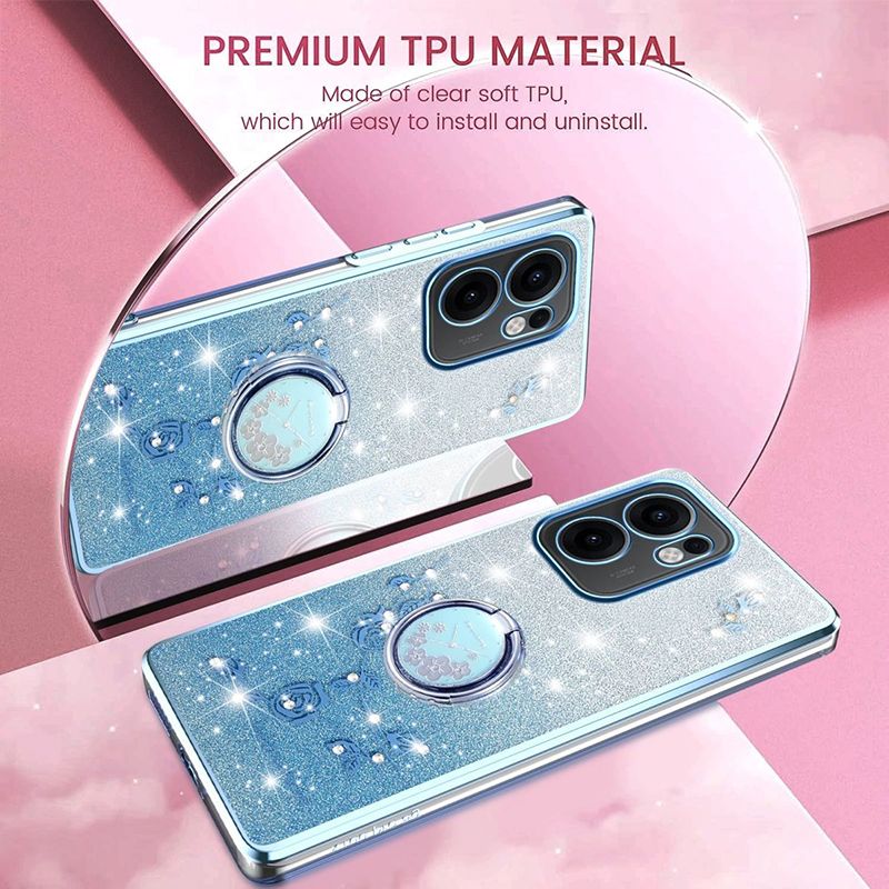 Cover for OPPO Reno 13F/ Reno 13 F Phone Case Women And Girls, Luxurious Electroplated Shiny Flower Shockproof Phone Case With Ring Frame