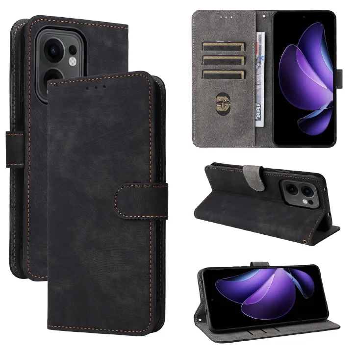 Flip Cover for OPPO Reno 13F / Reno13 F Full-Body Protection Shockproof [RFID Blocking] Wallet Cover With Hand Strap