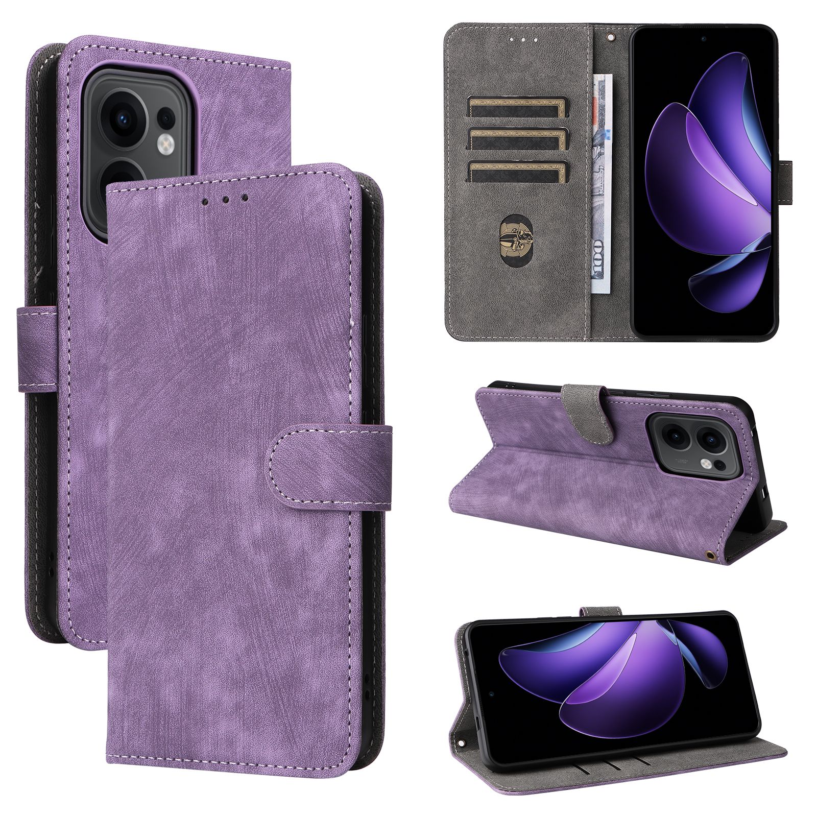 Flip Cover for OPPO Reno 13F / Reno13 F Full-Body Protection Shockproof [RFID Blocking] Wallet Cover With Hand Strap