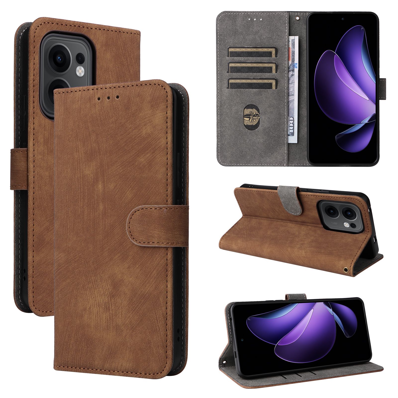 Flip Cover for OPPO Reno 13F / Reno13 F Full-Body Protection Shockproof [RFID Blocking] Wallet Cover With Hand Strap