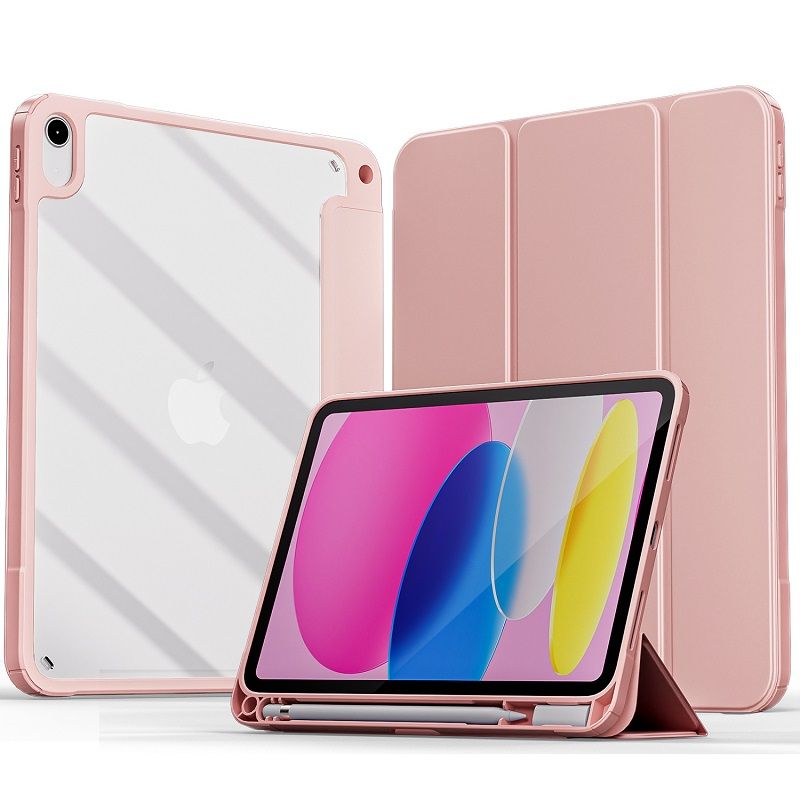 For Apple iPad 10.9 inch 2022 ( The Tenth Generation) Protective Case With Pen Holder, Ultra-Thin Smart Protective Case With Transparent Back Cover