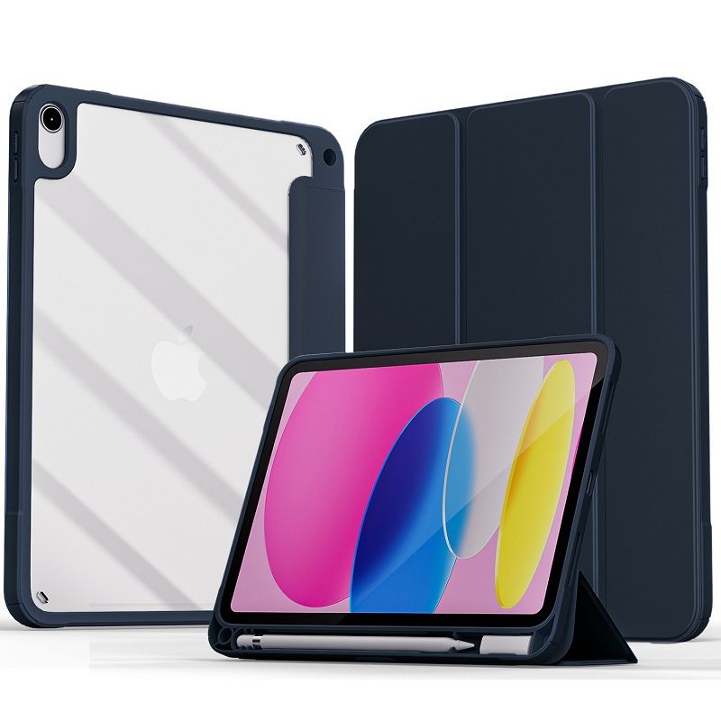 For Apple iPad 10.9 inch 2022 ( The Tenth Generation) Protective Case With Pen Holder, Ultra-Thin Smart Protective Case With Transparent Back Cover