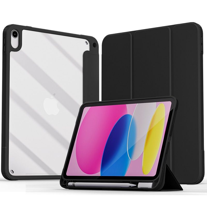 For Apple iPad 10.9 inch 2022 ( The Tenth Generation) Protective Case With Pen Holder, Ultra-Thin Smart Protective Case With Transparent Back Cover