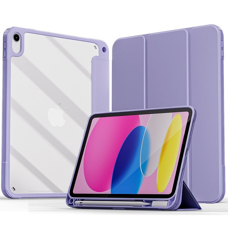 For Apple iPad 10.9 inch 2022 ( The Tenth Generation) Protective Case With Pen Holder, Ultra-Thin Smart Protective Case With Transparent Back Cover