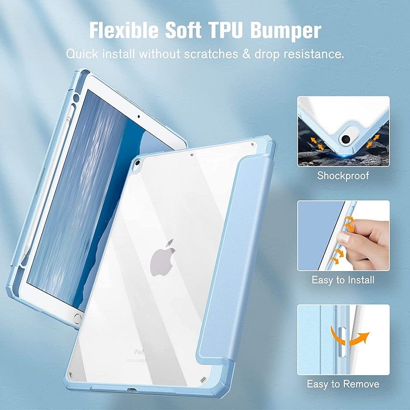 Cover For Apple iPad Air3 10.5" inch 2019 Protective Case With Pen Holder, Ultra-Thin Smart Protective Case With Transparent Back Cover