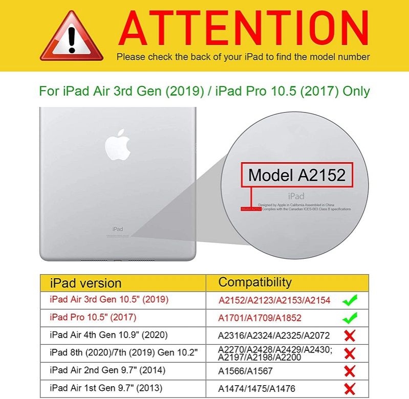 Cover For Apple iPad Air3 10.5" inch 2019 Protective Case With Pen Holder, Ultra-Thin Smart Protective Case With Transparent Back Cover