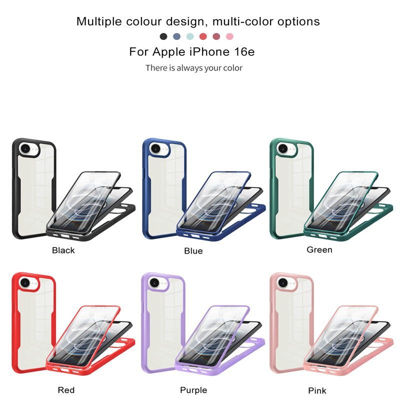 360 Full Protection Case for iPhone 16e Cover Built-in Screen Protector