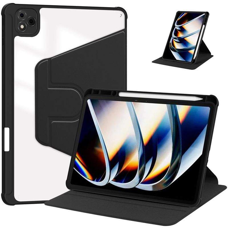 Rotating Protective Cover for Infinix Xpad 11.0"/ Infinix X Pad 11.0" With Pen Holder, 360 Degree Rotating Protective Bracket Cover Transparent Back, Automatic Wake-Up/Sleep