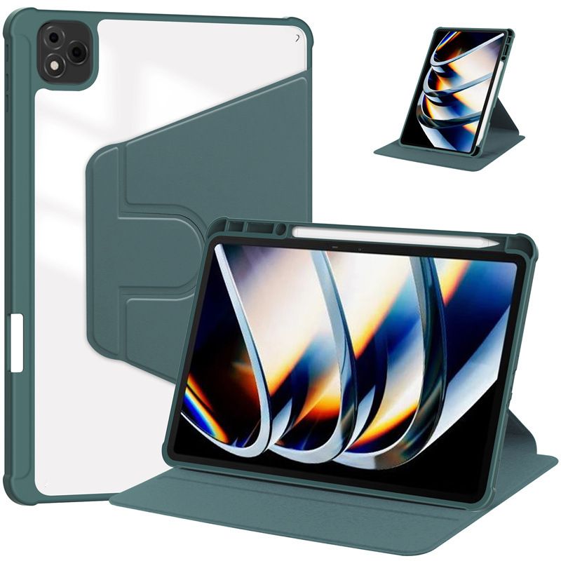 Rotating Protective Cover for Infinix Xpad 11.0"/ Infinix X Pad 11.0" With Pen Holder, 360 Degree Rotating Protective Bracket Cover Transparent Back, Automatic Wake-Up/Sleep