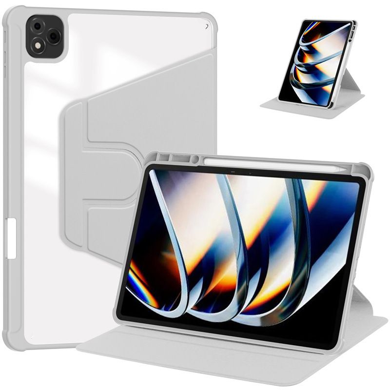 Rotating Protective Cover for Infinix Xpad 11.0"/ Infinix X Pad 11.0" With Pen Holder, 360 Degree Rotating Protective Bracket Cover Transparent Back, Automatic Wake-Up/Sleep