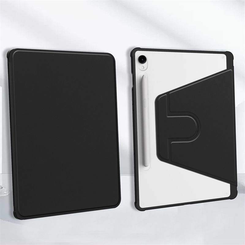 Rotating Protective Cover for Samsung Galaxy Tab S9 FE S9 With Pen Holder, 360 Degree Rotating Protective Bracket Cover Transparent Back, Automatic Wake-Up/Sleep