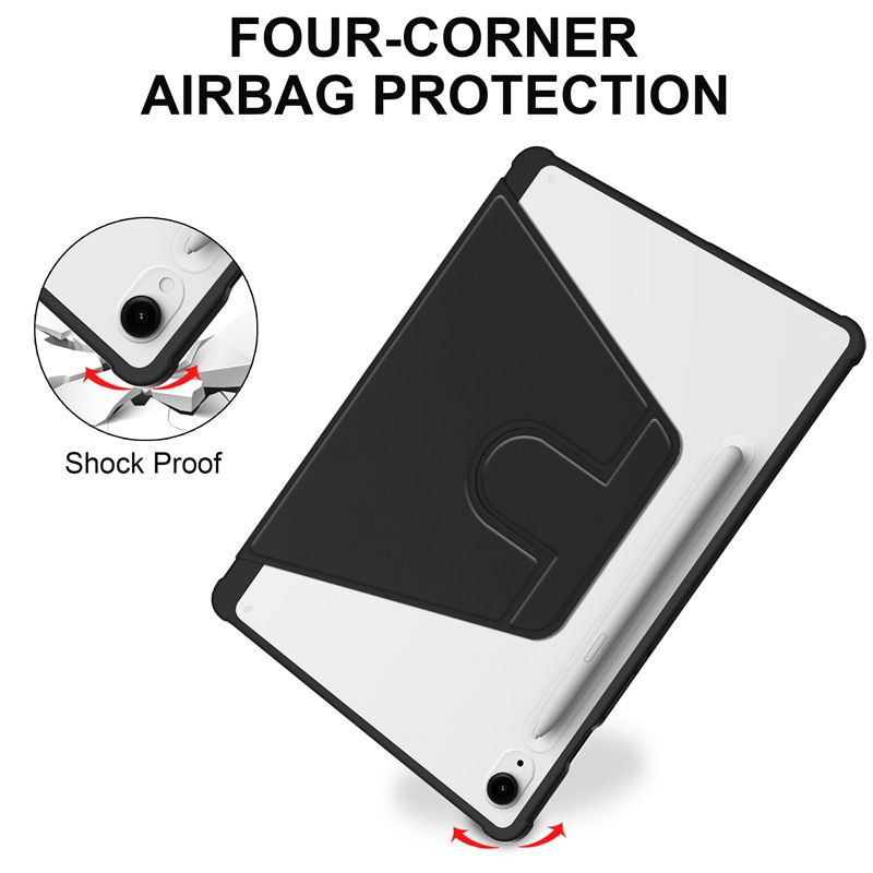 Rotating Protective Cover for Samsung Galaxy Tab S9 FE S9 With Pen Holder, 360 Degree Rotating Protective Bracket Cover Transparent Back, Automatic Wake-Up/Sleep