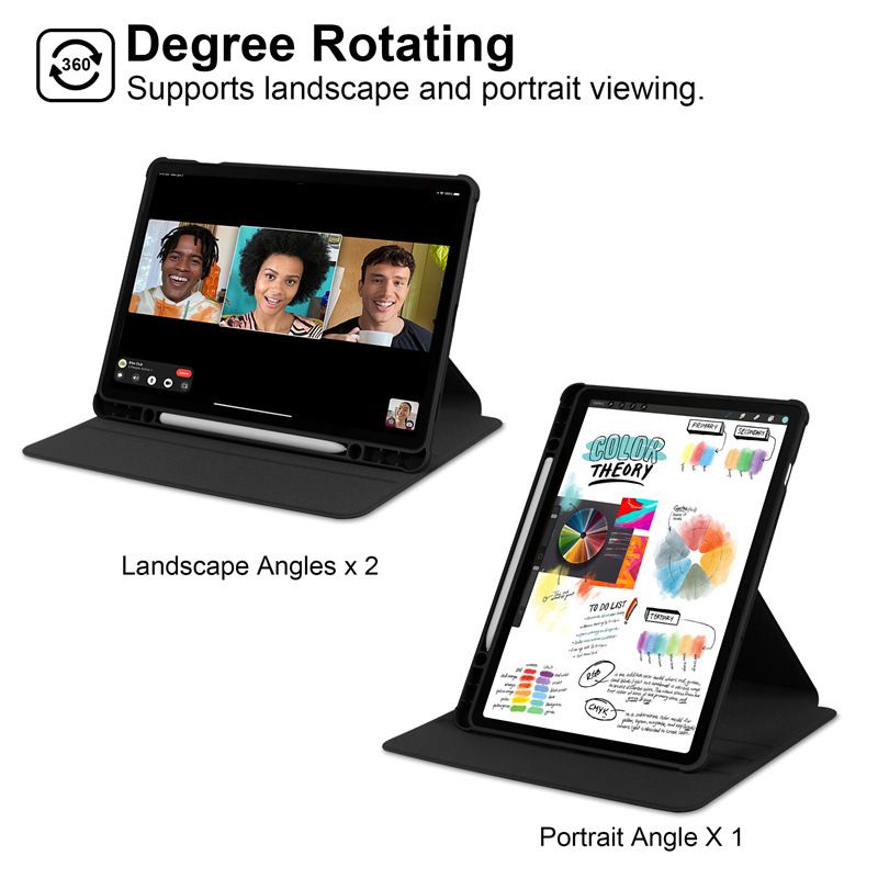 Rotating Protective Cover for Samsung Galaxy Tab S9 FE S9 With Pen Holder, 360 Degree Rotating Protective Bracket Cover Transparent Back, Automatic Wake-Up/Sleep