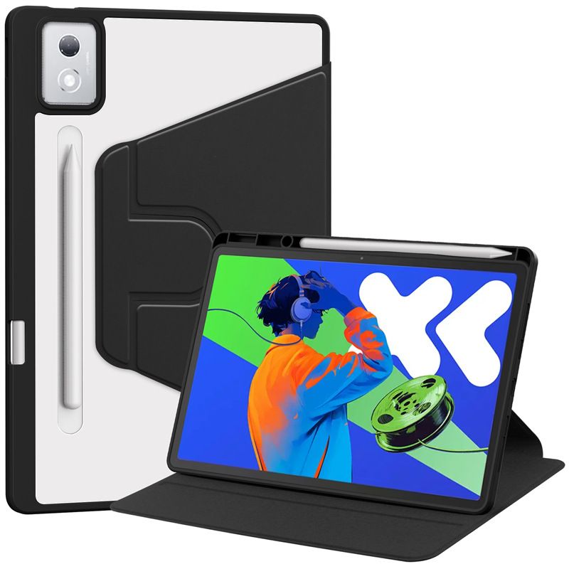Rotating Protective Cover for Lenovo Tab P12 12.7" / Lenovo Idea Tab Pro 12.7" With Pen Holder, 360 Degree Rotating Protective Bracket Cover Transparent Back, Automatic Wake-Up/Sleep