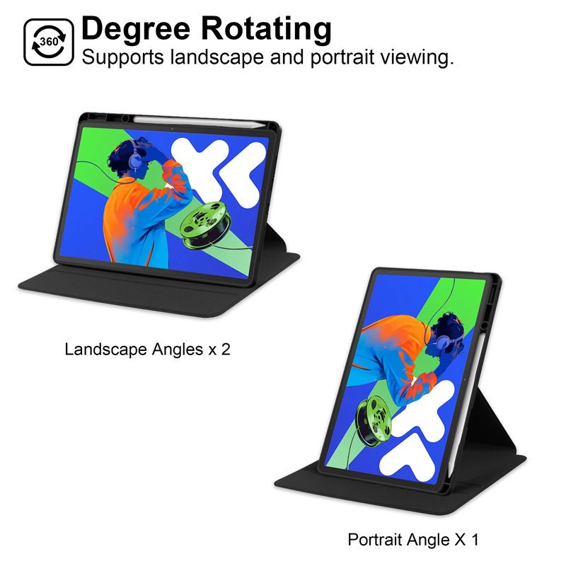 Rotating Protective Cover for Lenovo Tab P12 12.7" / Lenovo Idea Tab Pro 12.7" With Pen Holder, 360 Degree Rotating Protective Bracket Cover Transparent Back, Automatic Wake-Up/Sleep