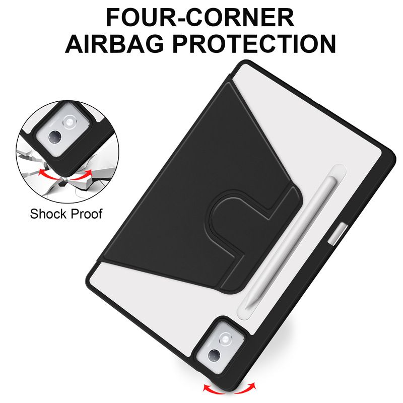 Rotating Protective Cover for Lenovo Tab P12 12.7" / Lenovo Idea Tab Pro 12.7" With Pen Holder, 360 Degree Rotating Protective Bracket Cover Transparent Back, Automatic Wake-Up/Sleep