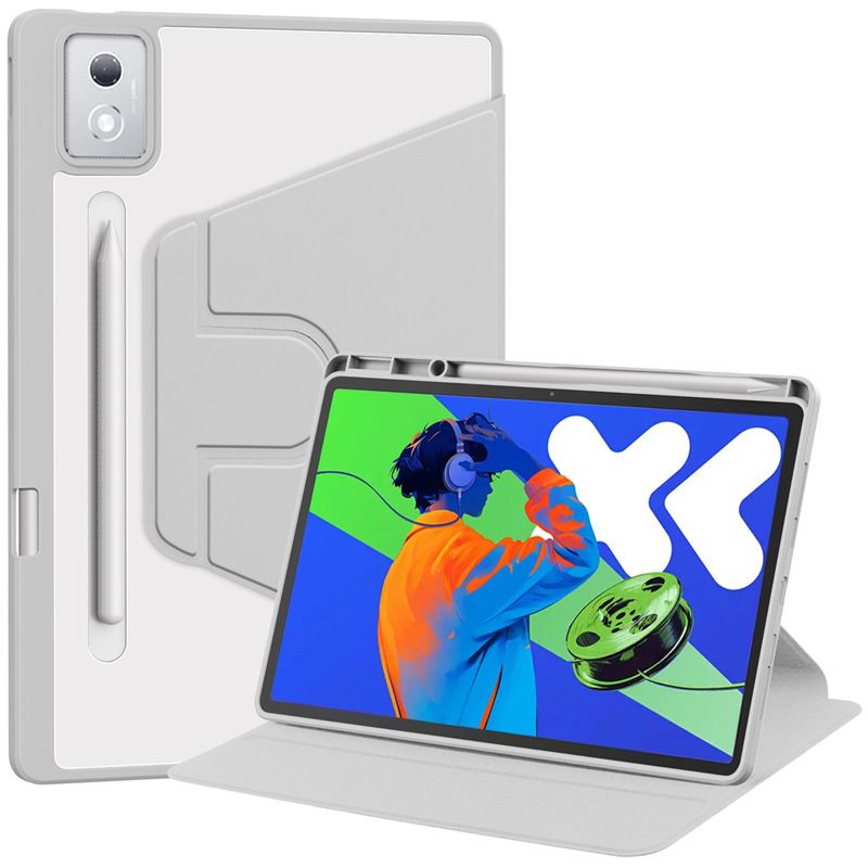 Rotating Protective Cover for Lenovo Tab P12 12.7" / Lenovo Idea Tab Pro 12.7" With Pen Holder, 360 Degree Rotating Protective Bracket Cover Transparent Back, Automatic Wake-Up/Sleep