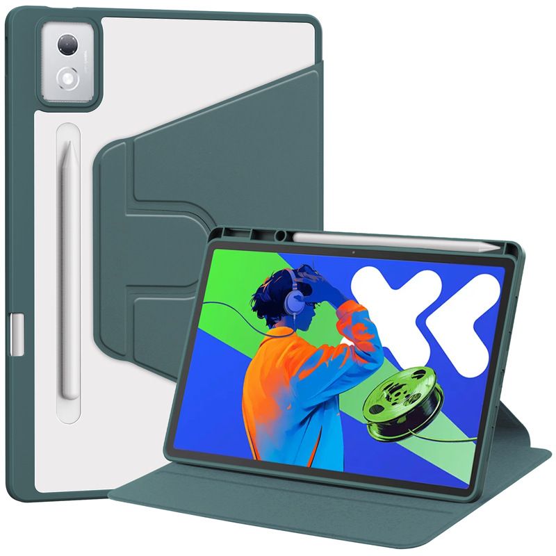 Rotating Protective Cover for Lenovo Tab P12 12.7" / Lenovo Idea Tab Pro 12.7" With Pen Holder, 360 Degree Rotating Protective Bracket Cover Transparent Back, Automatic Wake-Up/Sleep