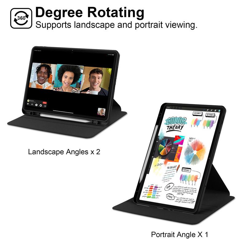 Rotating Protective Cover for Xiaomi Redmi Pad Pro 12.1"/ Poco Pad 12.1" With Pen Holder, 360 Degree Rotating Protective Bracket Cover Transparent Back, Automatic Wake-Up/Sleep