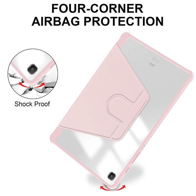 Rotating Protective Cover for Samsung Galaxy Tab S6 Lite With Pen Holder, 360 Degree Rotating Protective Bracket Cover Transparent Back, Automatic Wake-Up/Sleep