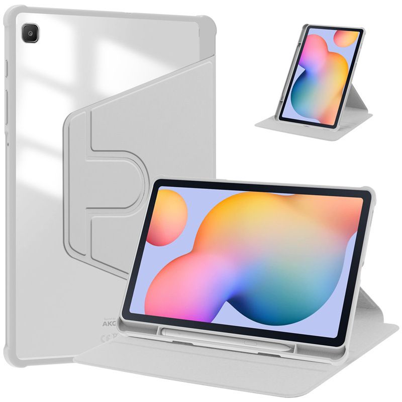 Rotating Protective Cover for Samsung Galaxy Tab S6 Lite With Pen Holder, 360 Degree Rotating Protective Bracket Cover Transparent Back, Automatic Wake-Up/Sleep
